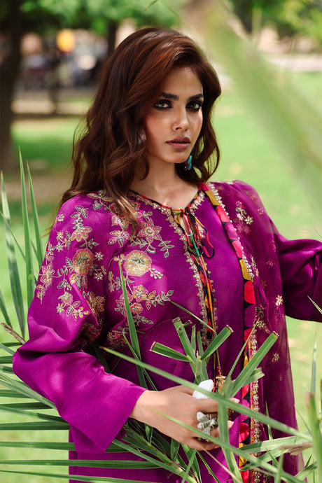 2-PC Embroidered Raw-Silk Suit by Charizma