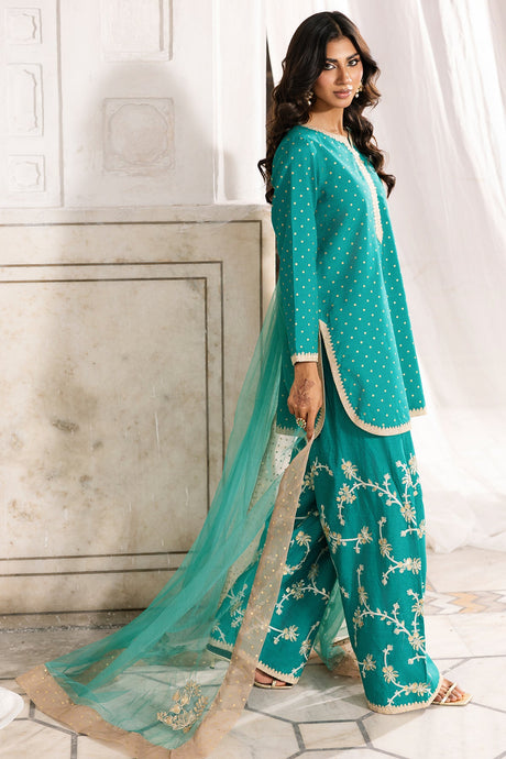 3-PC Embroidered Raw-Silk Suit By Charizma