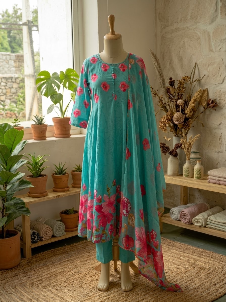 Mul Cotton Printed 3pc Suit