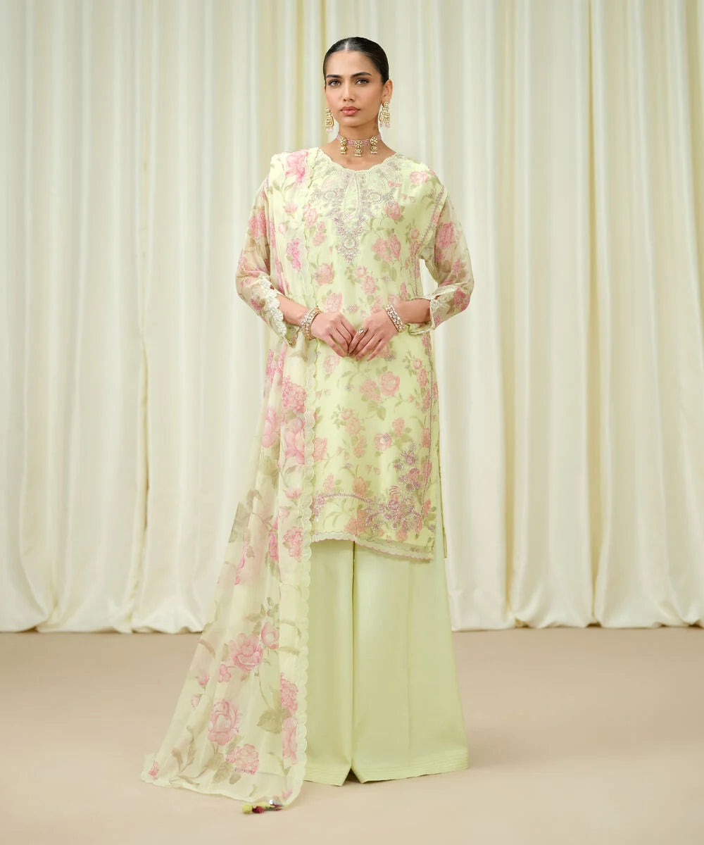 Sapphire Embroidered Chiffon Suit