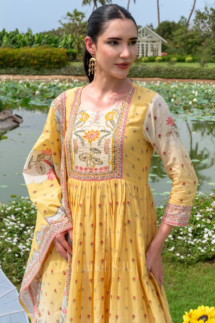 Sunshine Lotus Anarkali Set