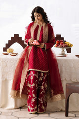 3-PC Embroidered Raw-Silk Suit By Charizma