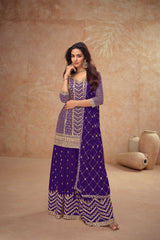 Indian Chinon Silk Sharara Suit