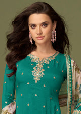 Deep Emerald Green Palazzo Silk Suit