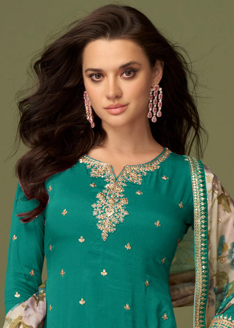 Deep Emerald Green Palazzo Silk Suit