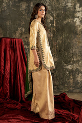 3-PC Embroidered Raw-Silk Suit By Charizma