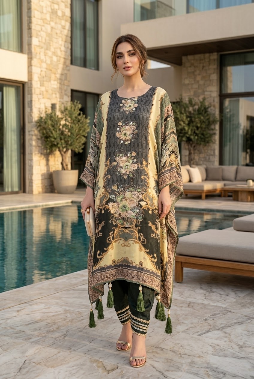 Natura Crape Chiffon Dup Kaftan
