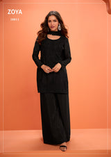 Black Chinon Party Wear Sharara Suit - full look
