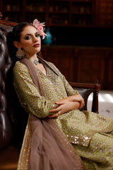 3-PC Embroidered Raw-Silk Suit By Charizma