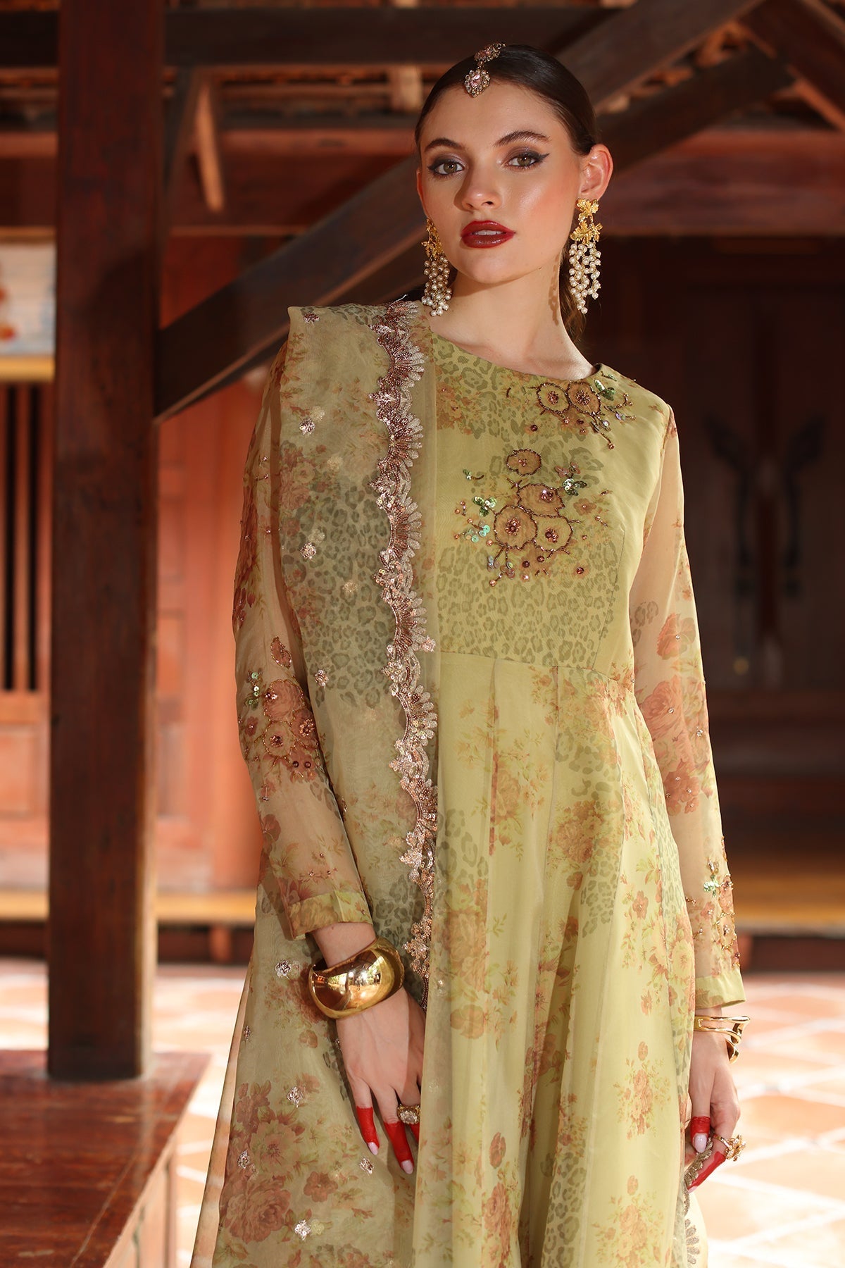 3-PC Embroidered Organza Suit by Charizma