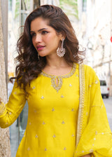 Pineapple Yellow Chinon SIlk Palazzo Suit