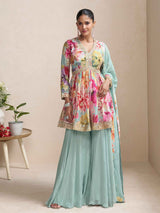 Multicolor Floral Printed Palazzo Premium Festive Wear Salwar Kameez
