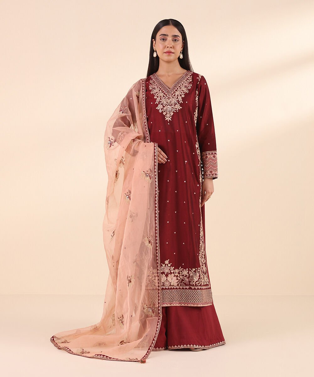 Sapphire Embroidered Raw Silk Suit