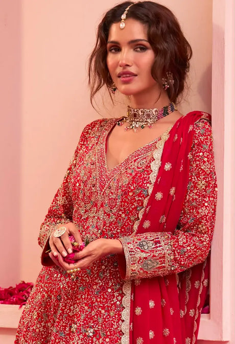 Real Georgette Embroidered Sharara Suit