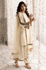 3-PC Embroidered Raw-Silk Suit By Charizma