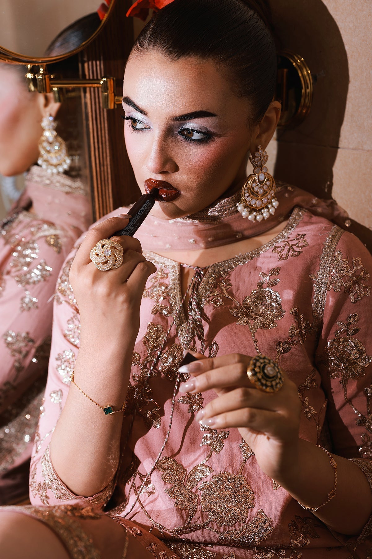 3-PC Embroidered Raw-Silk Suit by Charizma