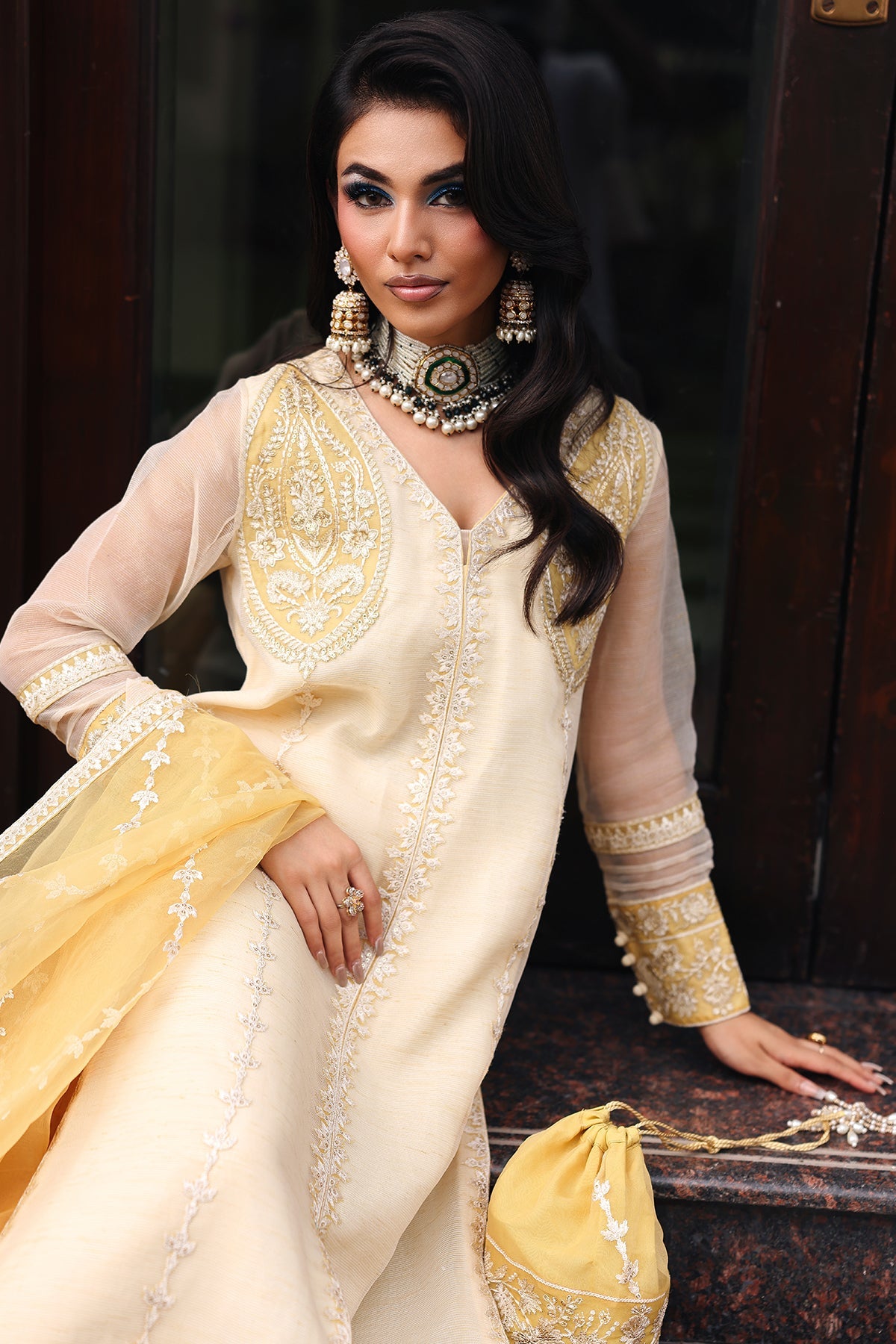 3-PC Embroidered Luxury Suit By Charizma