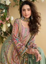 Multi Green Trendy Crepe Printed Palazzo Style Suit