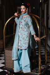 3-PC Embroidered Raw-Silk Suit by Charizma