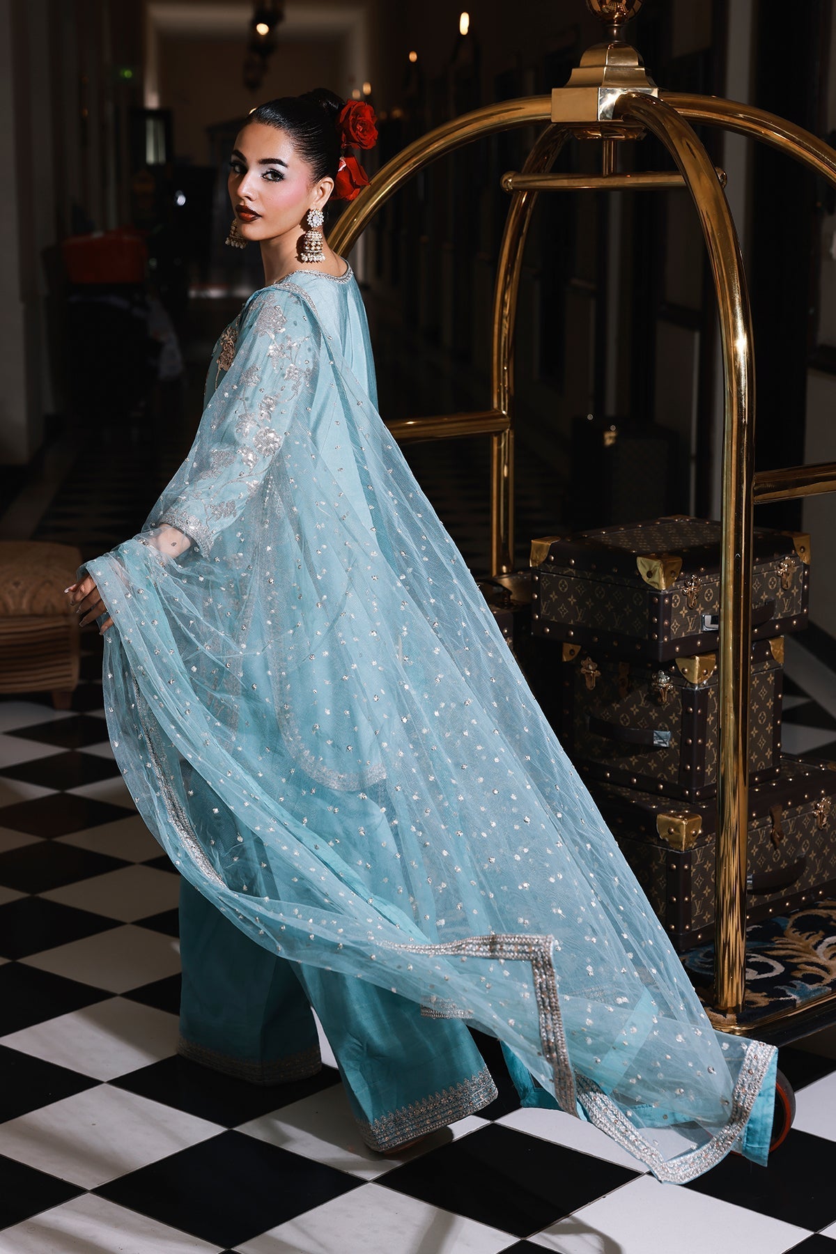 3-PC Embroidered Raw-Silk Suit by Charizma