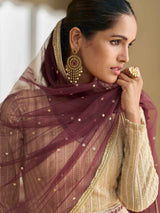 Wine Ombre Real Georgette Chikankari Anarkali Suit with Dupatta