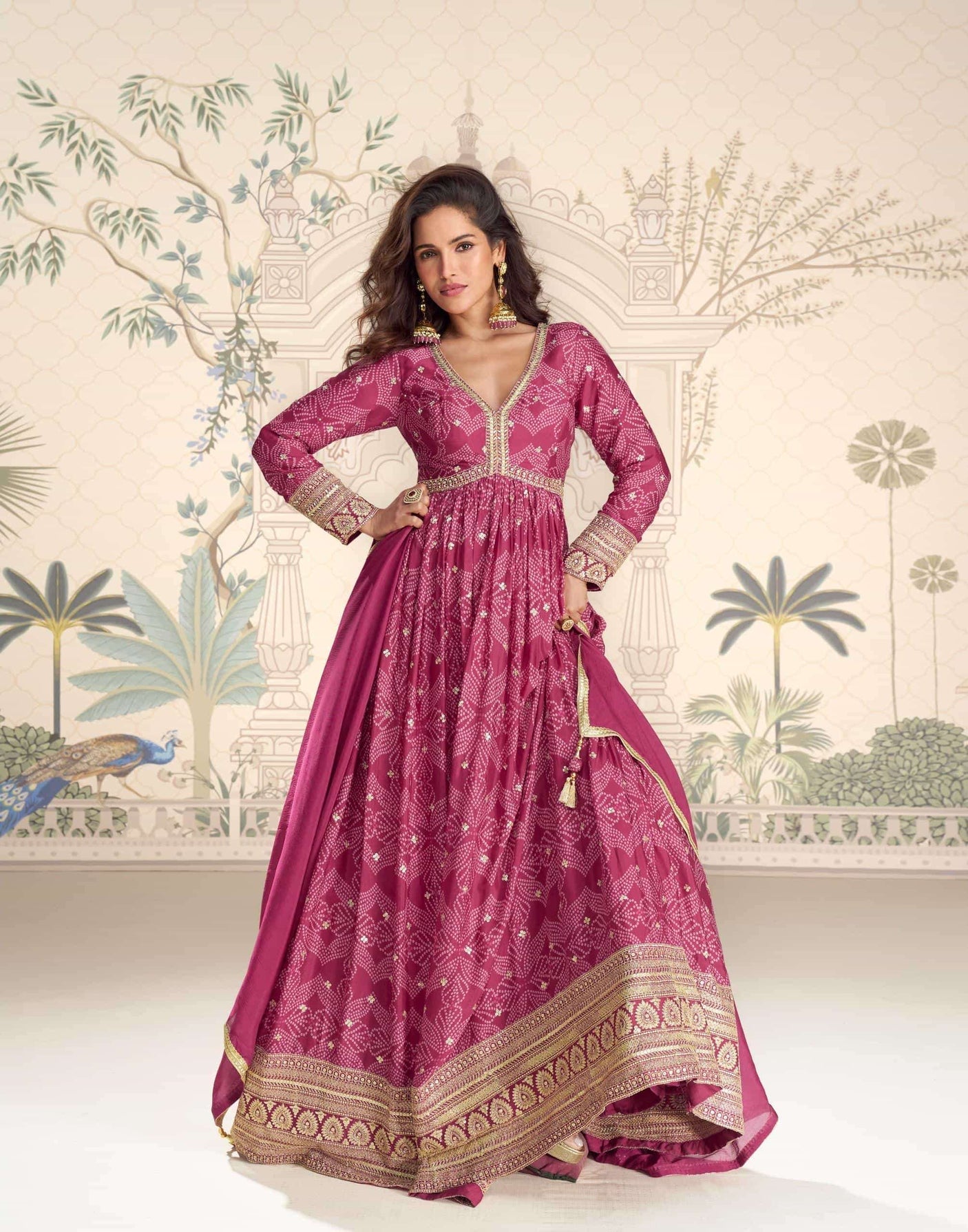 Indian Premium Chinon Silk Gown