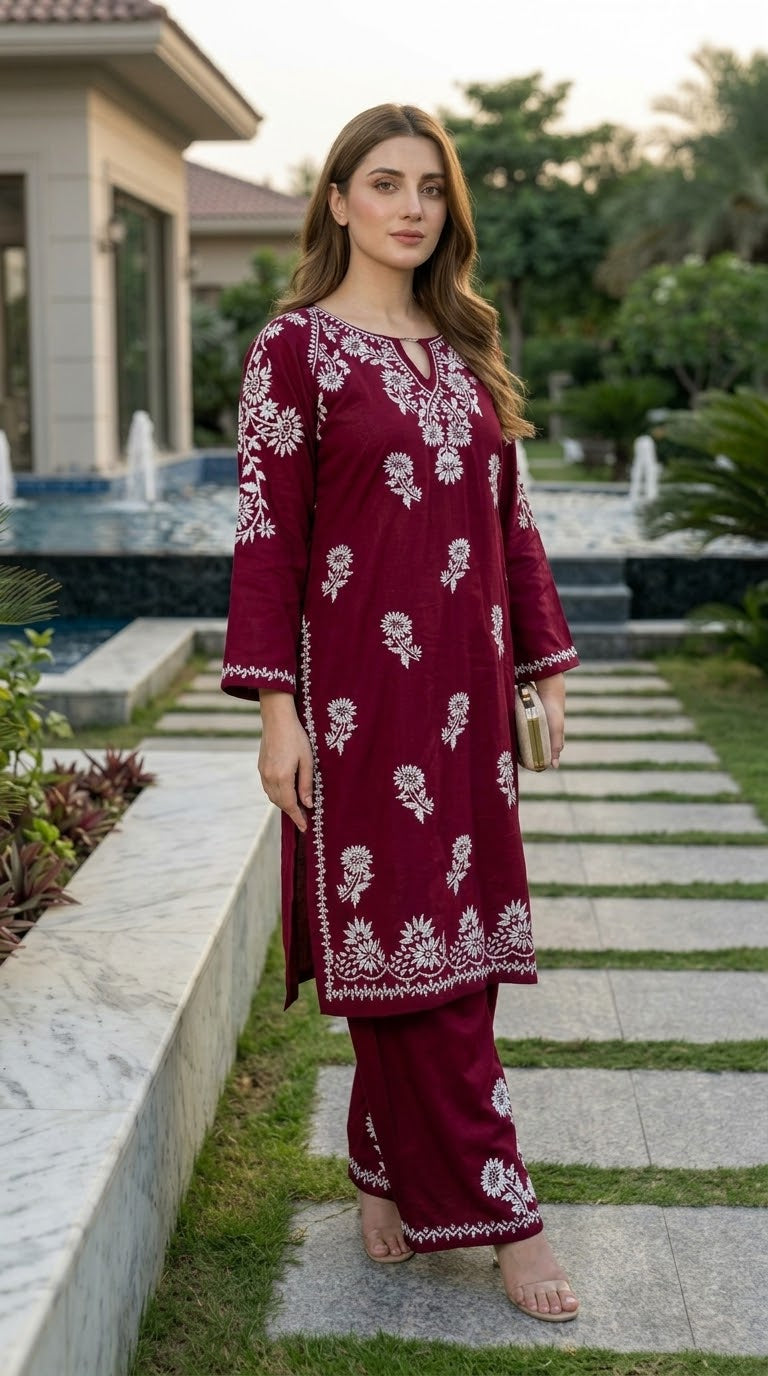 Lucknow 2pc Embroidered Co-Ord Set