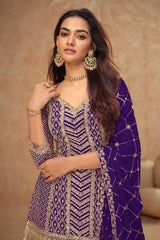Indian Chinon Silk Sharara Suit