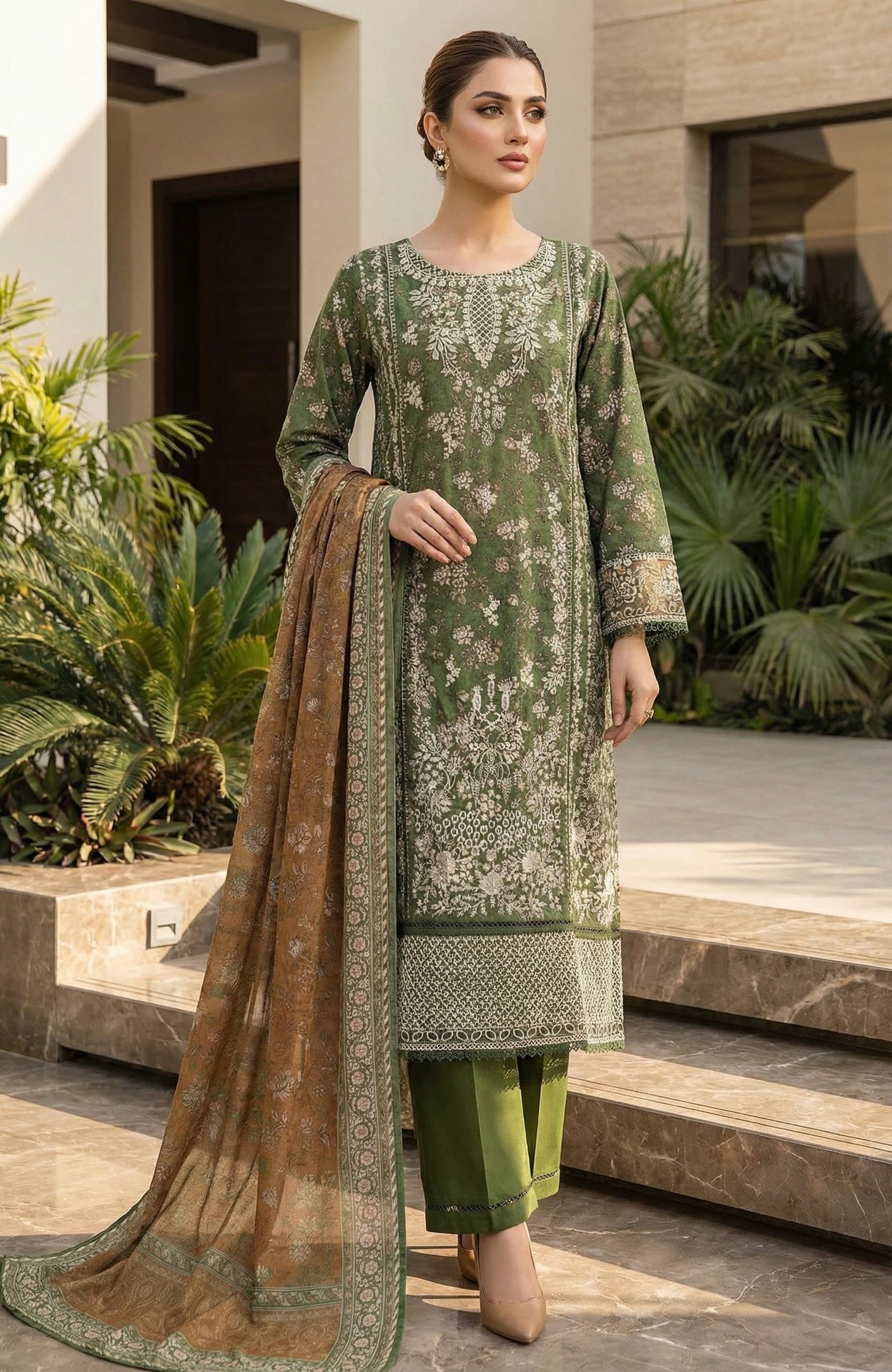 Sadabahar Embroidered Lawn 3 Piece Suit
