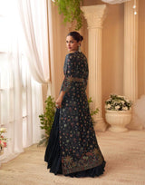 Indian Luxury Embroidered Chinnon Silk Suit