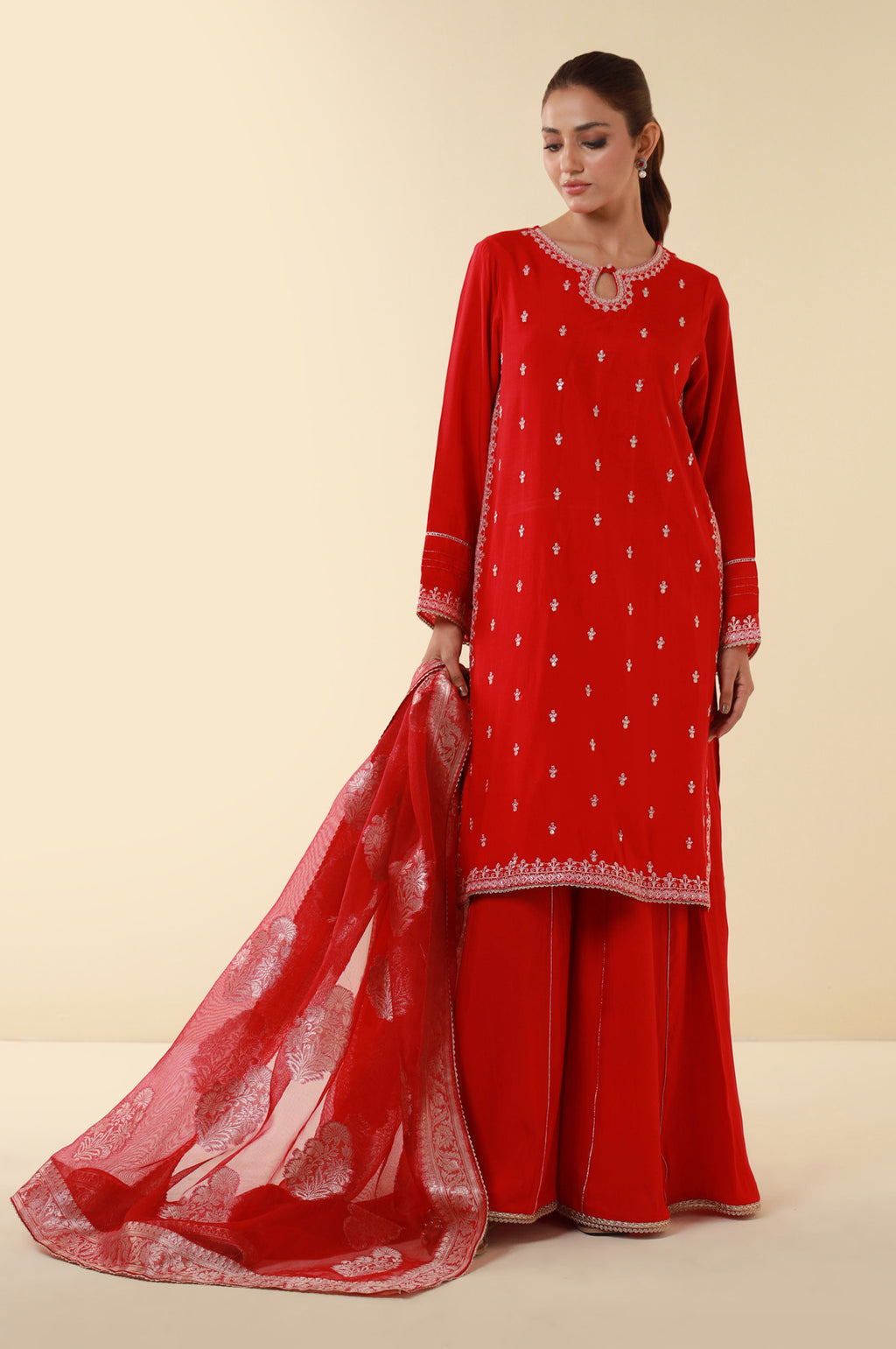 3-PC Embroidered Lawn by Zeen