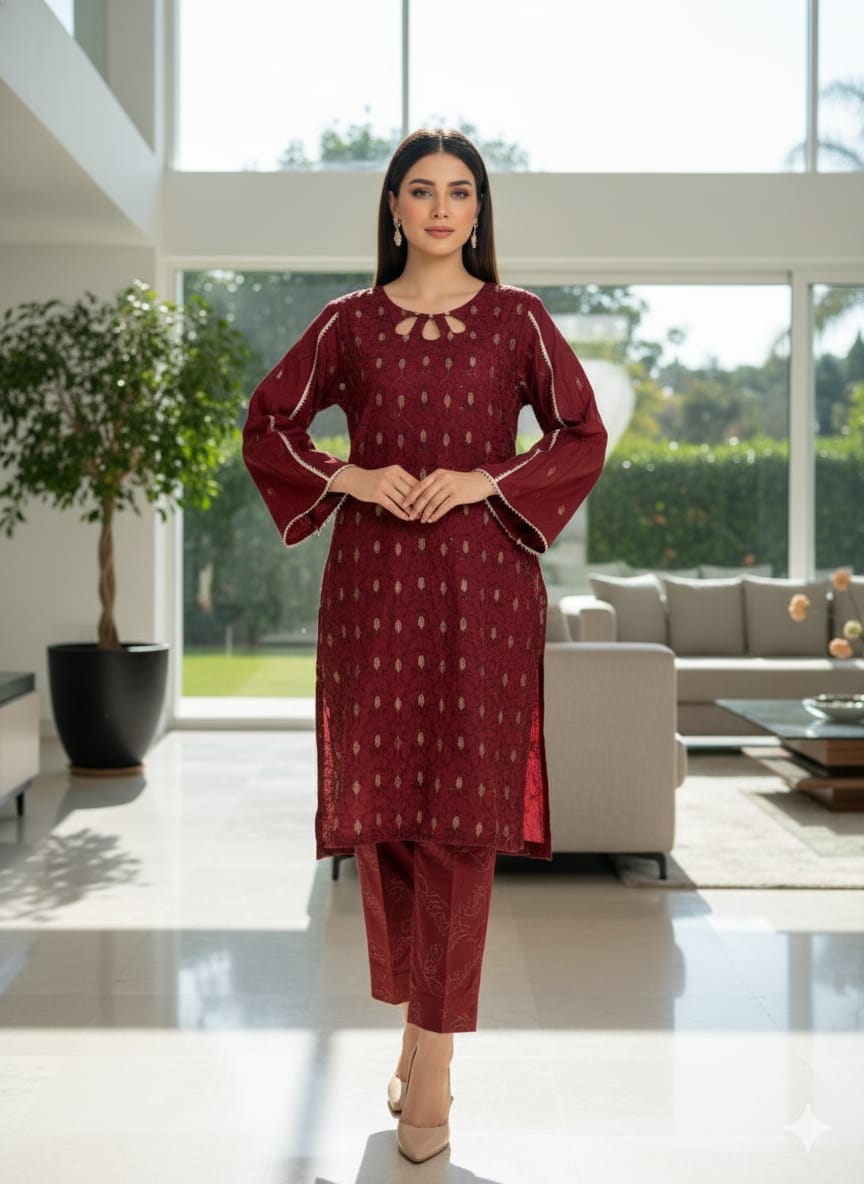 2pc Embroidered Kurti Collection Ready To Ship
