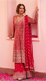 Real Georgette Embroidered Sharara Suit