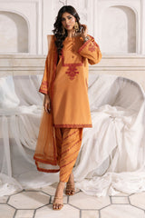 3-PC Embroidered Raw-Silk Suit By Charizma