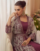 Indian Luxury Embroidered Chinnon Silk Suit