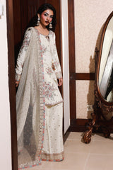 3-PC Embroidered Raw-Silk Suit by Charizma