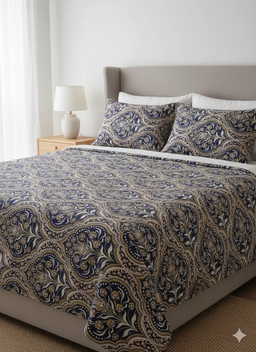 Pakistani King Size Bedcover with matching Pillow Covers