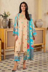 3-PC Embroidered Lawn Suit By Charizma