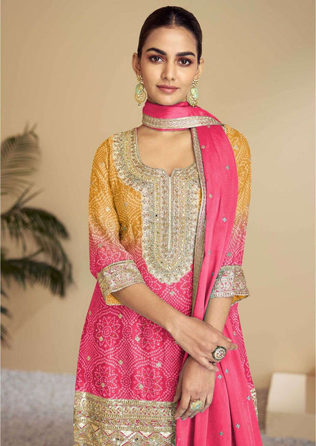 Indian Embroidered Chinon Palazzo Suit