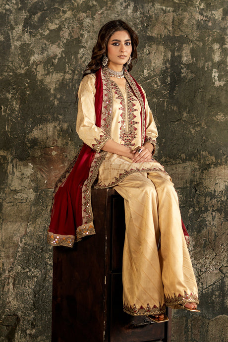 3-PC Embroidered Luxury Suit By Charizma