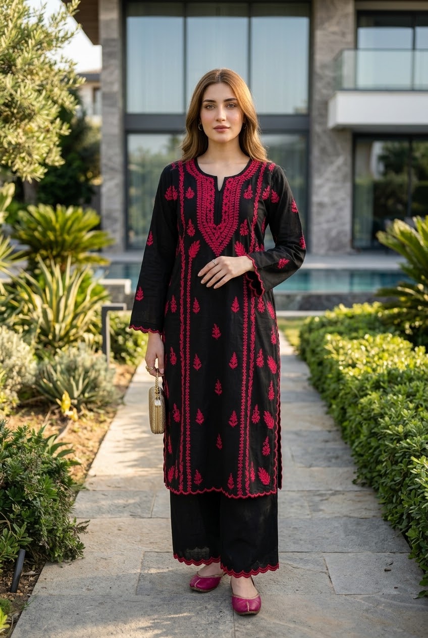 Lucknow 2pc Embroidered Kurti