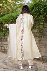 Chanderi Silk Embroidered & Handwork Anarkali Set