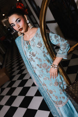 3-PC Embroidered Raw-Silk Suit by Charizma