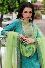 3-PC Embroidered Raw-Silk Suit By Charizma