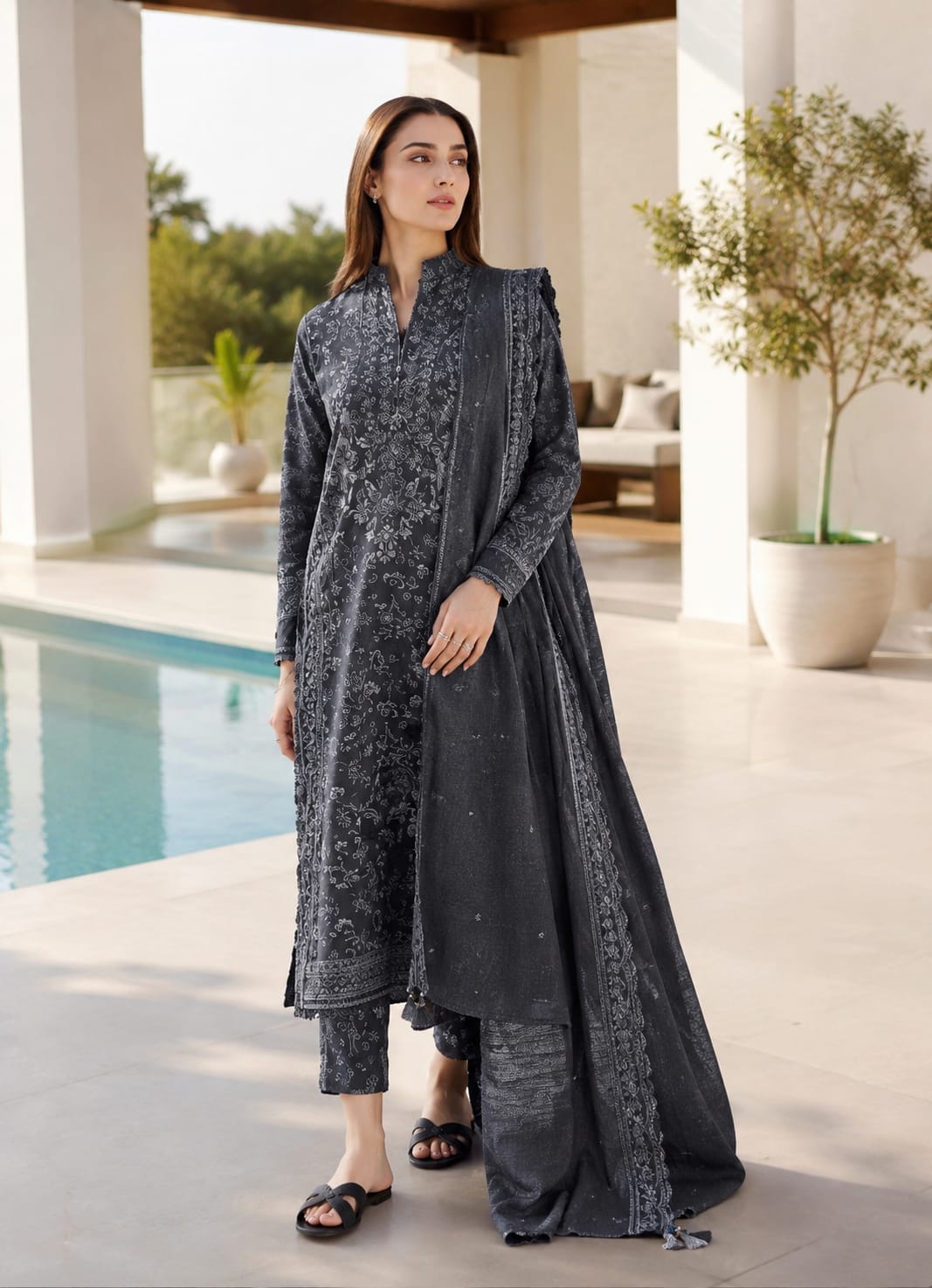Sapphire Embroidered Premium Suit