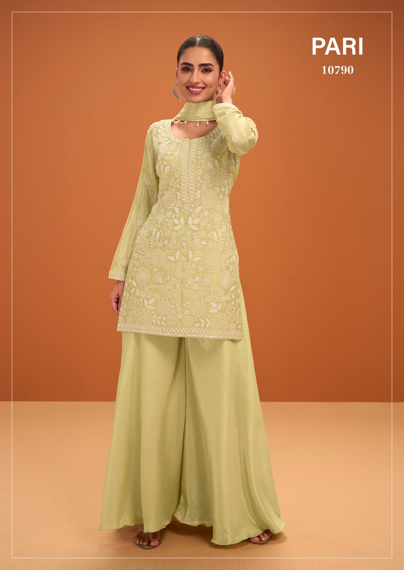 Pista Green Crepe Silk Cut