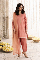 3-PC Embroidered Raw-Silk Suit By Charizma