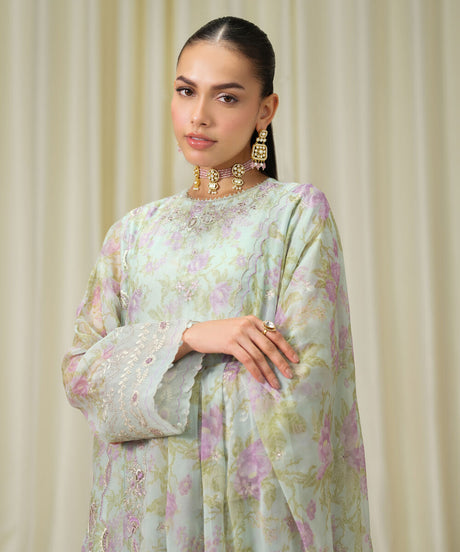 Sapphire Embroidered Chiffon Suit