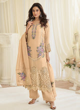 Peach Embroidered Silk Farshi Salwar Suit