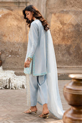 3-PC Embroidered Raw-Silk Suit By Charizma